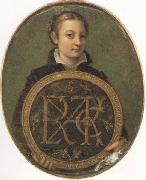 Self-Portrait Holding a Medallion with the Letters of her Father s Name, Sofonisba Anguissola